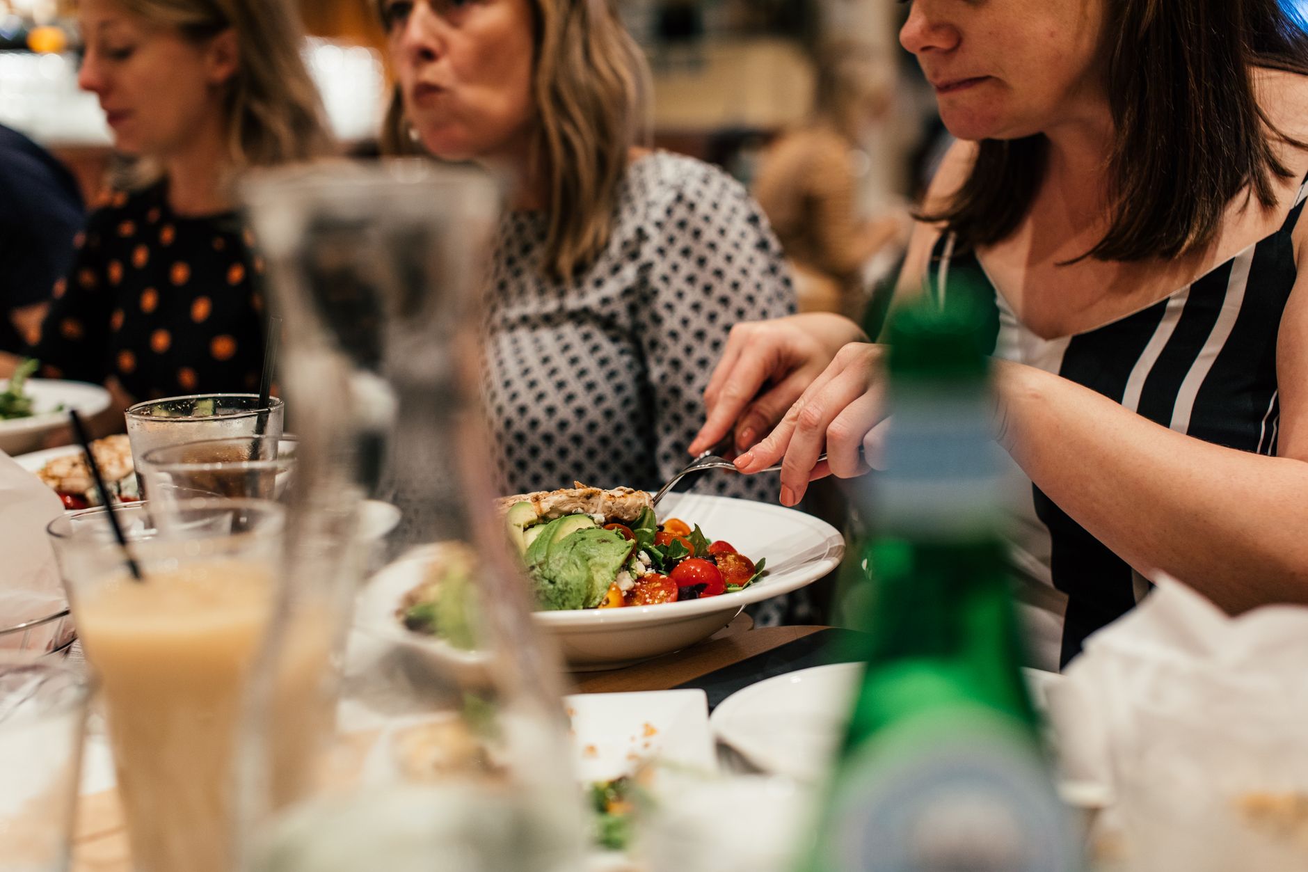 person eating on salad